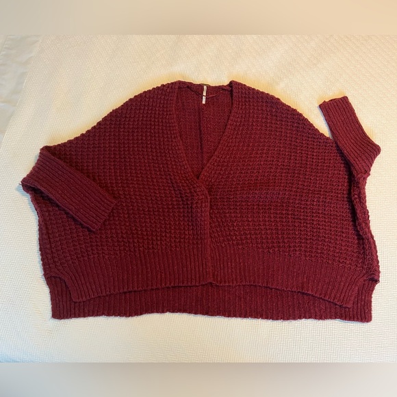 Free People Red Berry Oversized Cardigan Sweater - Picture 3 of 12